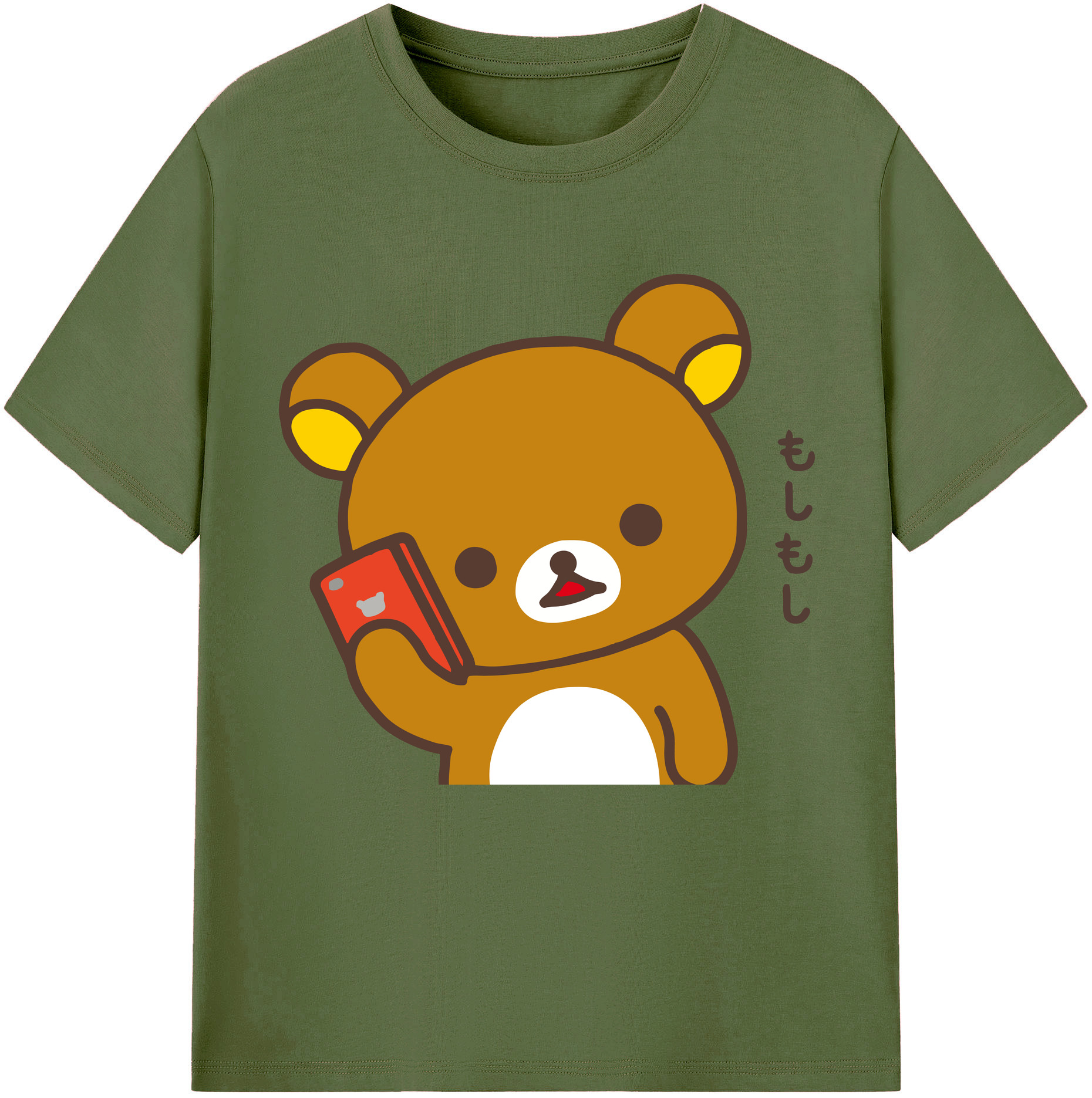 （画像用） リラックマ リラックマ キイロイトリ Rilakkuma Korilakkuma Kiiroitori 綿100％半袖Tシャツ（フロントプリント）